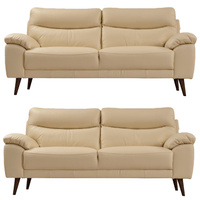 Vantage Cream 3+3 sofa set, front view on white background, modern and cozy living room seating