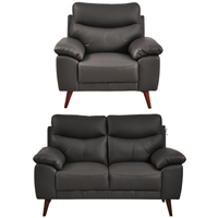 Vantage Grey 2+1 Sofa combo front facing on white background, showing cushions, clean lines, and modern design details