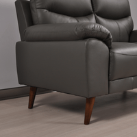 Vantage Grey 2-Seater Sofa close-up in living room set, highlighting cushions, fabric texture, and modern design details