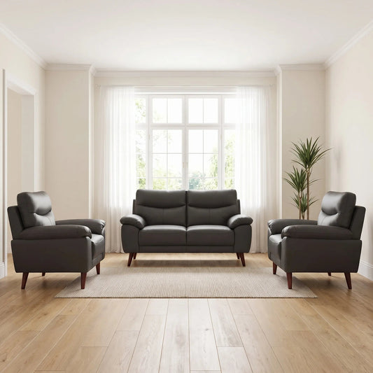 Vantage Genuine Leather Grey 2+1+1 Seater Sofa Set - Furniture Instore