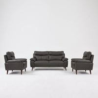 Vantage Genuine Leather Grey 3+1+1 Seater Sofa Set - Furniture Instore