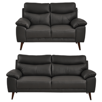 Vantage Grey 3+2 Sofa combo front facing on white background, showing cushions, clean lines, and modern design details