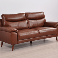 Vantage Tan 3-Seater Sofa angled view in living room set, highlighting cushions, fabric texture, and modern design details