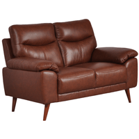 Vantage Tan 2-Seater Sofa angled view on white background, showing cushions, clean lines, and modern design details