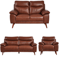 Front-facing Vantage tan 3+2+1 sofa set on a white background with clean lines and modern cushioned design