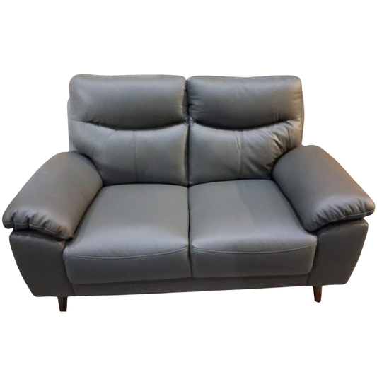 Gray leather sofa on a white background