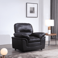 Verona Black Leather 3+1+1 Seater Sofa Set - Furniture Instore
