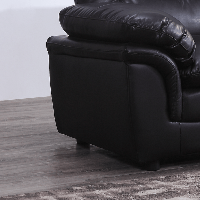 Verona Black Leather 3+2+1 Seater Sofa Set - Furniture Instore