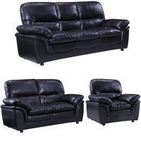 Verona Black Leather 3+2+1 Seater Sofa Set - Furniture Instore