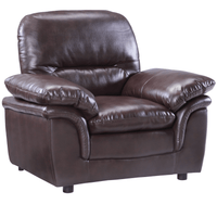 Brown leather armchair on a white background