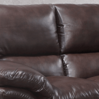 Close-up of a brown leather sofa