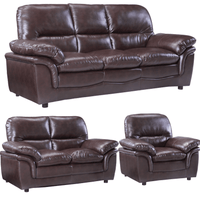 Brown leather sofa set on a white background