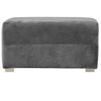 Gray upholstered bench on a white background