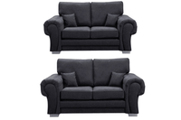 Verona High Back Black Fabric 2+2 Seater Sofa Set - Furniture Instore
