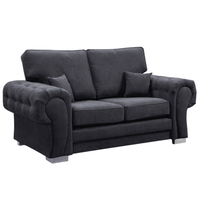 Verona high back black fabric 2 seater sofa, angled view on a white background
