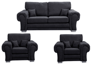 Verona High Back Black Fabric 3+1+1 Seater Sofa Set - Furniture Instore