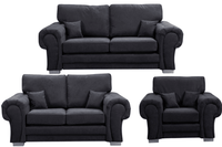Verona High Back Black Fabric 3+2+1 Seater Sofa Set - Furniture Instore