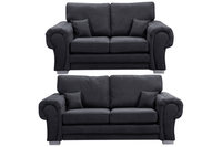 Verona High Back Black Fabric 3+2 Seater Sofa Set - Furniture Instore
