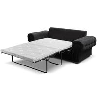 Black sofa bed with a white mattress on a white background