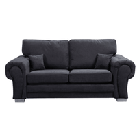 Verona high back black fabric 3 seater sofa, front facing on a white background