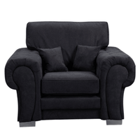 Black armchair with cushions on a white background