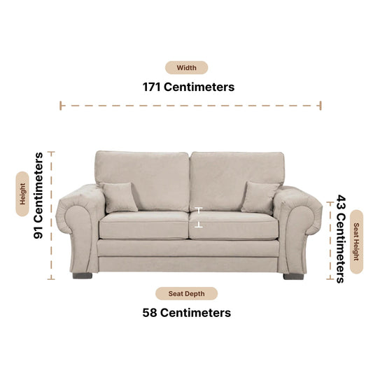 Verona High Back Cream Fabric 2 Seater Sofa - Furniture Instore