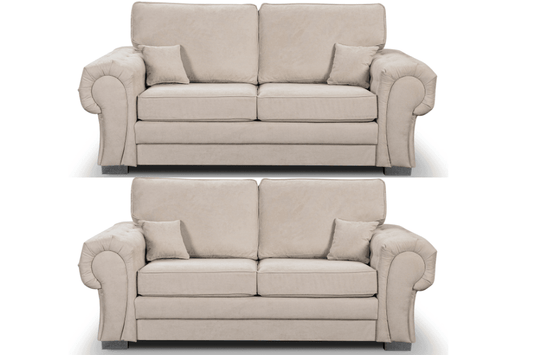 Verona High Back Cream Fabric 3+3 Seater Sofa Set - Furniture Instore