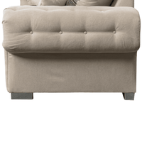 Verona high back cream fabric 3 seater sofa, closeup view showing fabric and design details