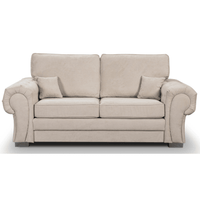 Beige sofa with two cushions on a white background