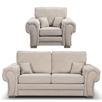 Verona High Back Cream Fabric 3+1 Seater Sofa Set - Furniture Instore