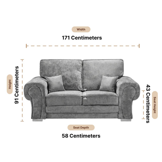 Verona High Back Grey Fabric 2 Seater Sofa - Furniture Instore