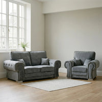 Verona High Back Grey Fabric 2+1 Seater Sofa Set - Furniture Instore