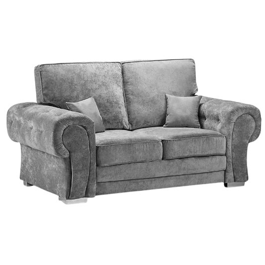 Verona High Back Grey 2-seater sofa front facing on white background