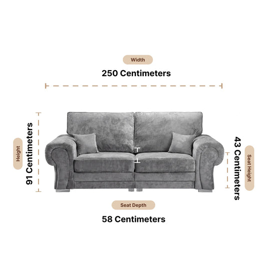 Verona High Back Grey Fabric 4 Seater Sofa - Furniture Instore