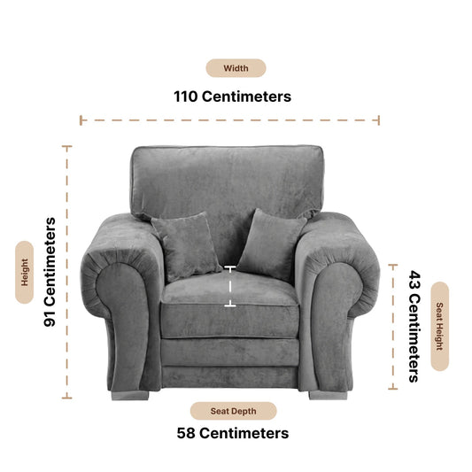 Verona High Back Grey Fabric Armchair - Furniture Instore