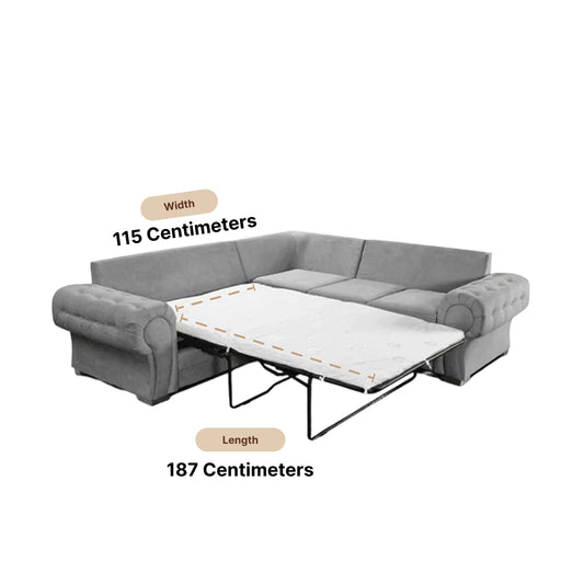 Verona High Back Grey Fabric Corner Sofa Bed - Furniture Instore
