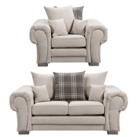 Verona scatter back grey 2+1 sofa set displayed front facing on a plain white background, showing full furniture set.