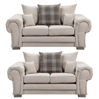 Verona scatter back grey 2+2 sofa set displayed front facing on a plain white background, showing full furniture set.