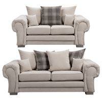 Verona scatter back grey 3+2 sofa set displayed front facing on a plain white background, showing full furniture set.