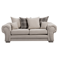 Verona scatter back grey 3 seater sofa displayed front facing on a plain white background, showing full sofa design.