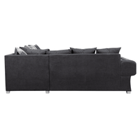 Verona scatter back black corner sofa displayed from the back view on a plain white background, showing full sofa profile.