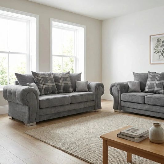 Verona Scatter Grey Fabric 3+2 Seater Sofa Set - Furniture Instore