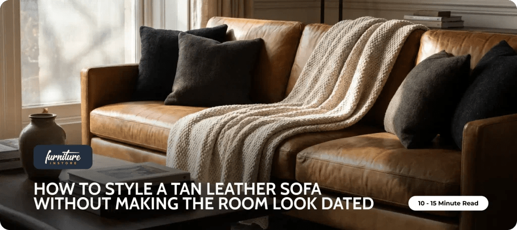 How to Style a Tan Leather Sofa Without Making the Room Look Dated - Furniture Instore