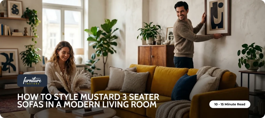 How to Style Mustard 3 Seater Sofas in a Modern Living Room - Furniture Instore