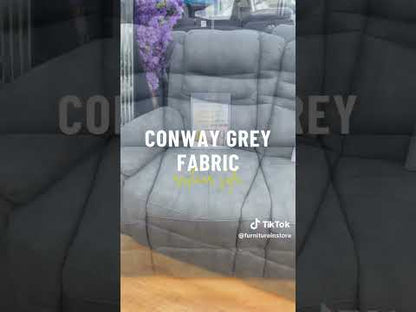 Conway Grey Fabric Manual Recliner 3 Seater Sofa
