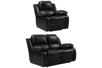 Valencia Black Leather Manual Recliner 2+1 Seater Sofa Set