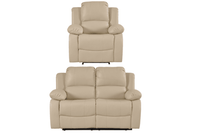 Valencia Cream Leather Manual Recliner 2+1 Seater Sofa Set