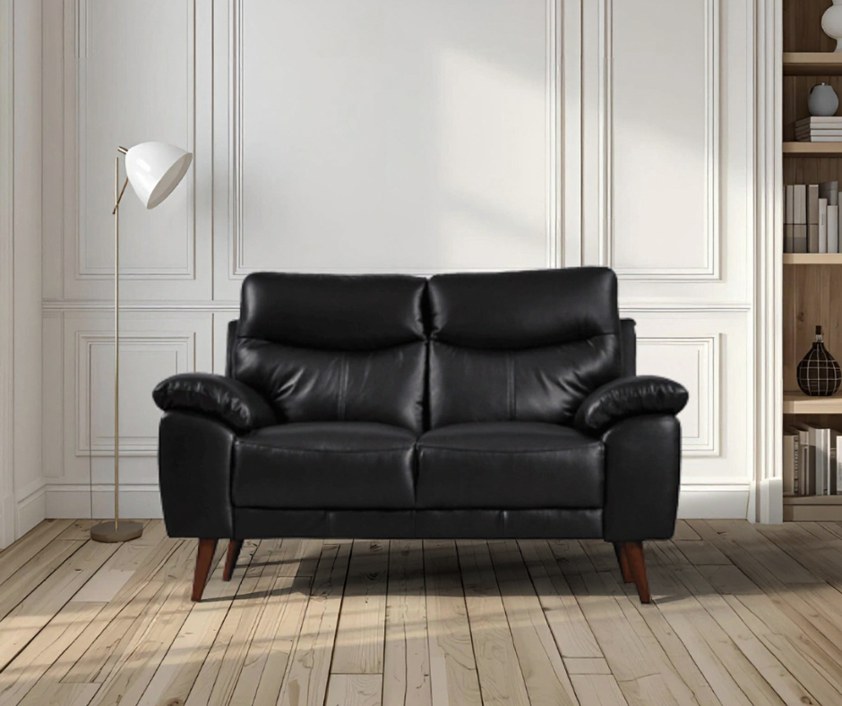 Vantage Genuine Leather Black 2+2 Seater Sofa  Set