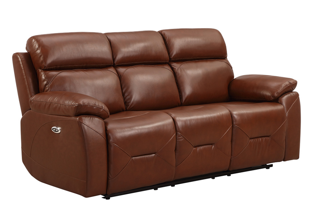 Renato Genuine Leather Tan Electric Power Recliner 3+2+1 Seater Sofa Set