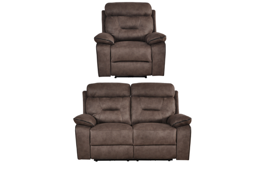 Foster Brown Fabric Electric Recliner 2+1 Seater  Sofa Set